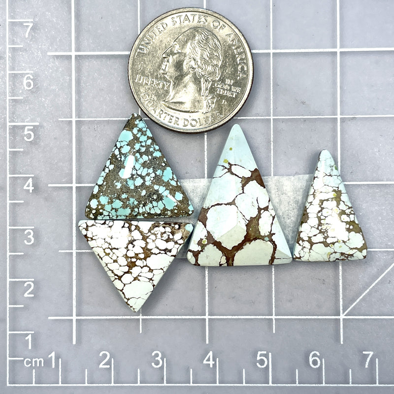 Large Mixed Triangle Sand Hill Turquoise, Set of 4 Dimensions