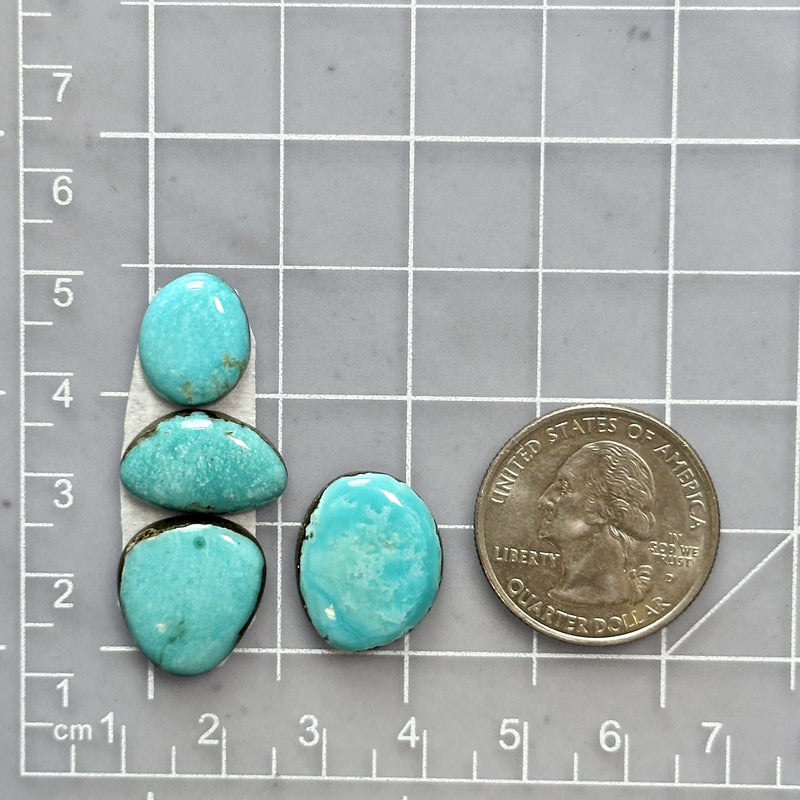 Small Sky Blue Mixed Kingman Turquoise, Set of 4 Dimensions