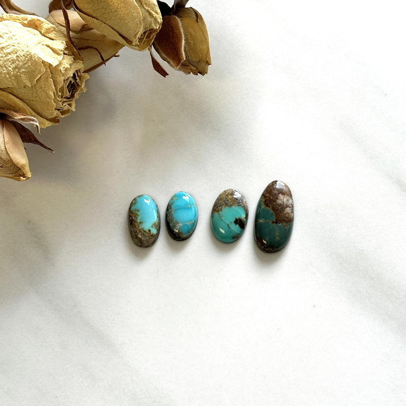 Small Sky Blue Oval Royston Turquoise, Set of 4 - Turquoise Moose