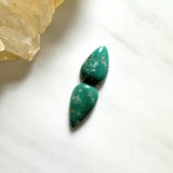 Small Deep Green Teardrop Crescent Lake Variscite, Set of 2 Background