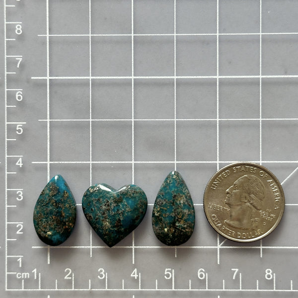 Medium Ocean Blue Mixed Ithaca Peak Turquoise, Set of 3 Dimensions