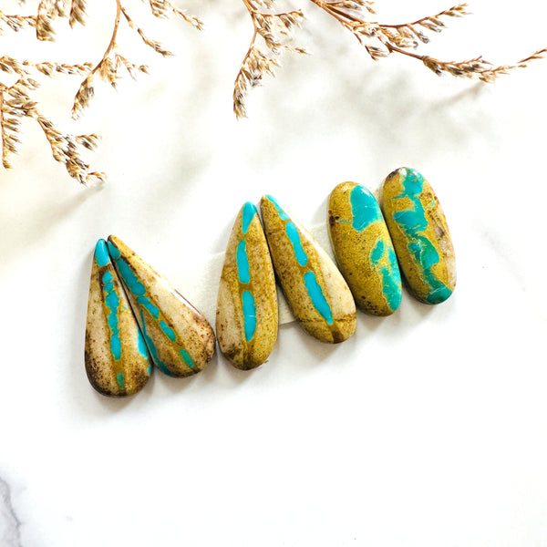 Medium Sky Blue Mixed Royston Turquoise, Set of 6