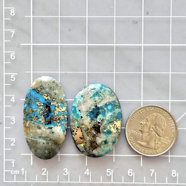 Large Ocean Blue Oval Ithaca Peak Turquoise, Set of 2 Dimensions