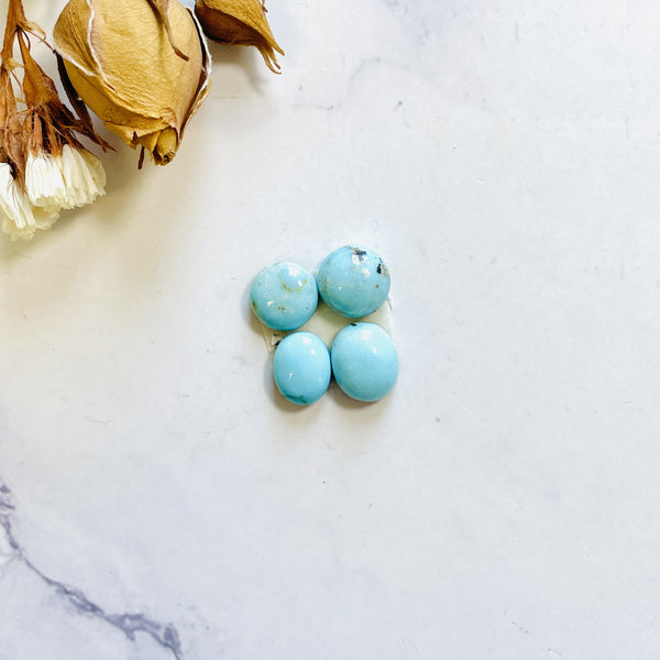 Small Sky Blue Round Lone Mountain Turquoise, Set of 4 Background