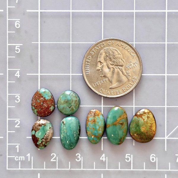 Small Deep Green Mixed Royston Turquoise, Set of 7 Dimensions