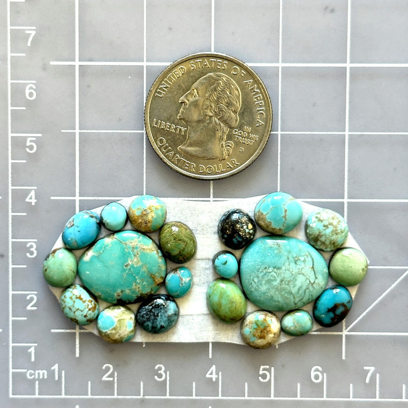 Small Mixed Mixed Mixed Turquoise, Set of 20 Dimensions