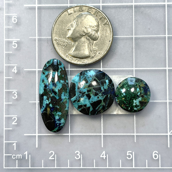 Medium Ocean Blue Mixed Yungai Turquoise, Set of 3 Dimensions