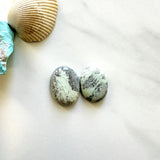 Medium Light Yellow Oval Crescent Lake Variscite, Set of 2 Background