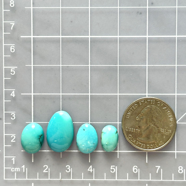 Small Sky Blue Mixed Kingman Turquoise, Set of 4 Dimensions
