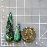 Large Deep Green Teardrop Crescent Lake Variscite, Set of 2 Dimensions