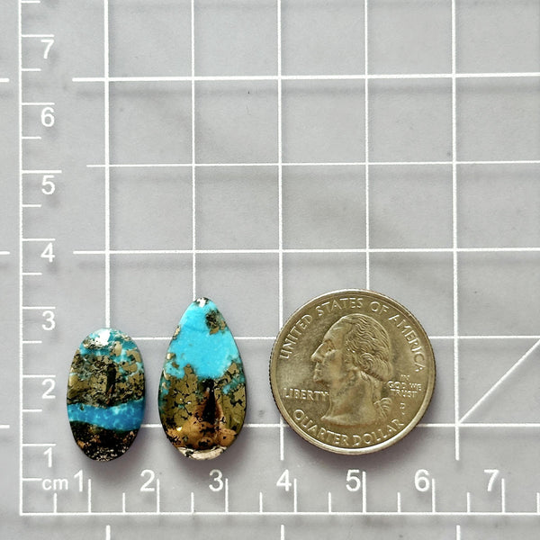 Small Sky Blue Mixed Ithaca Peak Turquoise, Set of 2 Dimensions