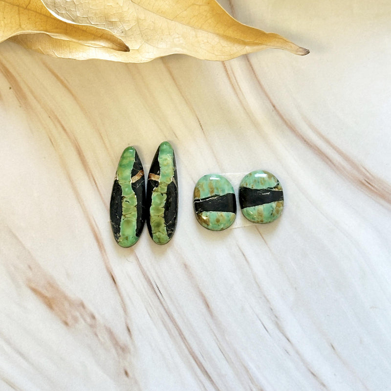 Small Sea Green Mixed Crescent Lake Variscite, Set of 4 Background