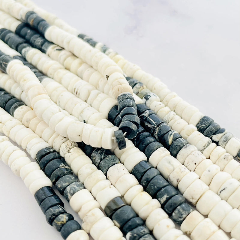 Mixed White Buffalo Dolomite Heishi Beads