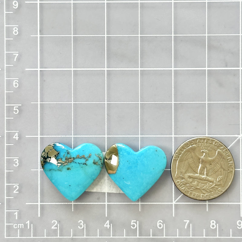 Large Sky Blue Heart Ithaca Peak Turquoise, Set of 2 Dimensions