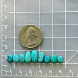 Small Sky Blue Oval Fox Turquoise, Set of 9 Dimensions