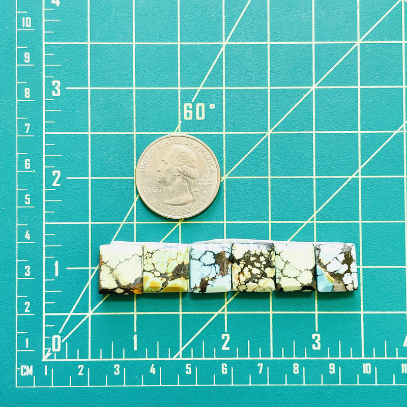 Small Mixed Square Mixed Turquoise, Set of 6 Dimensions