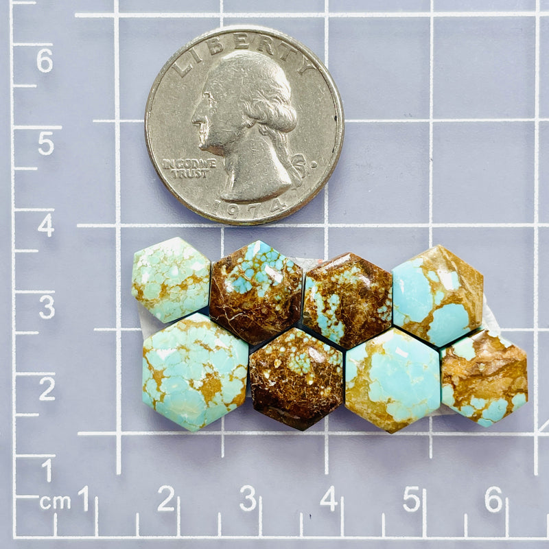 Small Sky Blue Hexagon Number 8 Turquoise, Set of 8 Dimensions