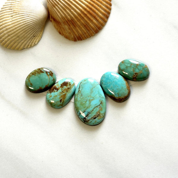 Small Mint Green Oval Tyrone Turquoise, Set of 5 Background