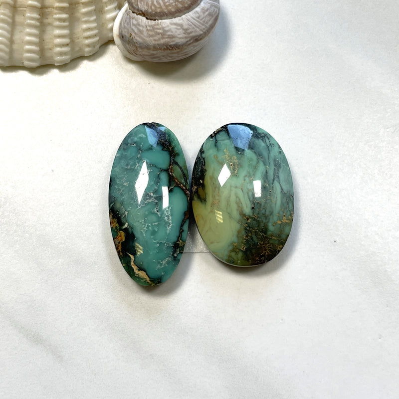 Large Mixed Oval Crescent Lake Variscite, Set of 2 Background