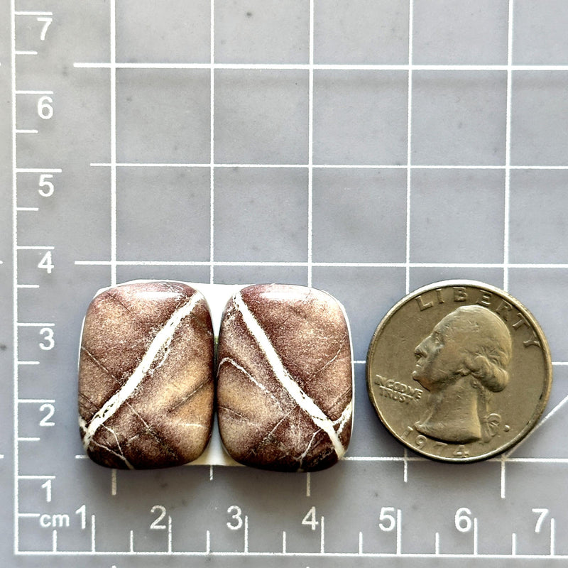 Large Red Freeform White Buffalo Dolomite, Set of 2 Dimensions