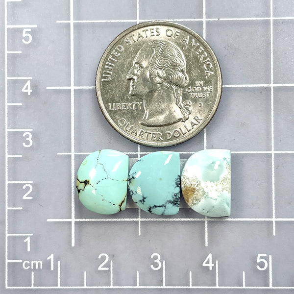 Small Sky Blue Half Moon Mixed Turquoise, Set of 3 Dimensions