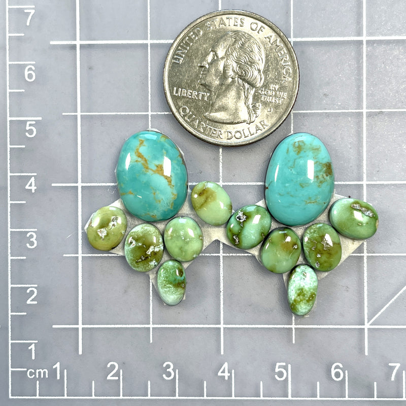 Small Mixed Mixed Mixed Turquoise, Set of 12 Dimensions