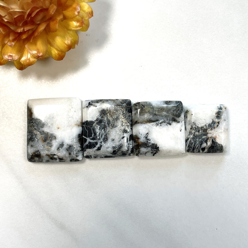 Medium Black Bar White Buffalo Dolomite, Set of 4 Background