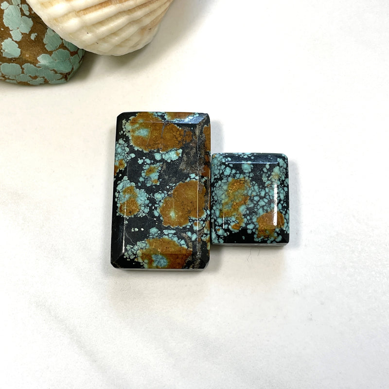 Medium Earth Brown Bar Treasure Mountain Turquoise, Set of 2 Background