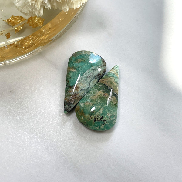 Large Sea Green Teardrop Crescent Lake Variscite, Set of 2 Background