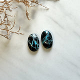 Medium Sky Blue Oval Blue Moon Turquoise, Set of 2 Background