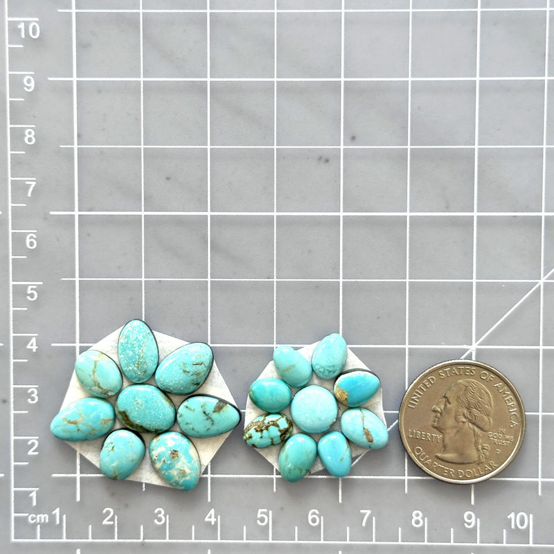 Small Sky Blue Mixed Number 8 Turquoise, Set of 17 Dimensions