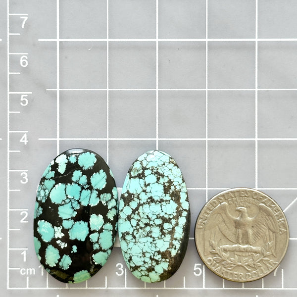 Large Sky Blue Oval Yungai Turquoise, Set of 2 Dimensions