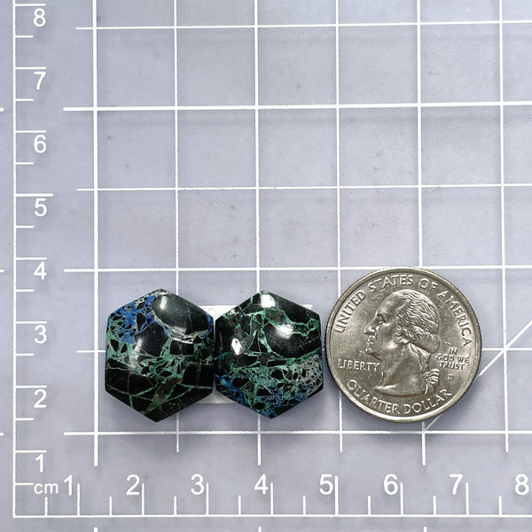 Medium Deep Blue Hexagon Yungai Turquoise, Set of 2 Dimensions