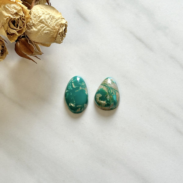 Medium Sea Green Mixed Fox Turquoise, Set of 2 Background