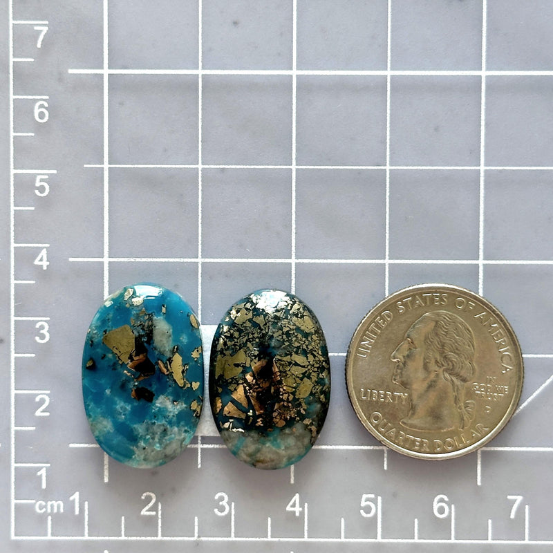Large Ocean Blue Oval Ithaca Peak Turquoise, Set of 2 Dimensions