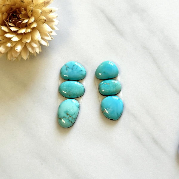 Small Sky Blue Mixed Lone Mountain Turquoise, Set of 6 Background