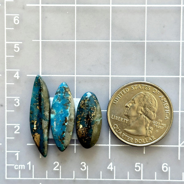 Medium Ocean Blue Mixed Ithaca Peak Turquoise, Set of 3 Dimensions