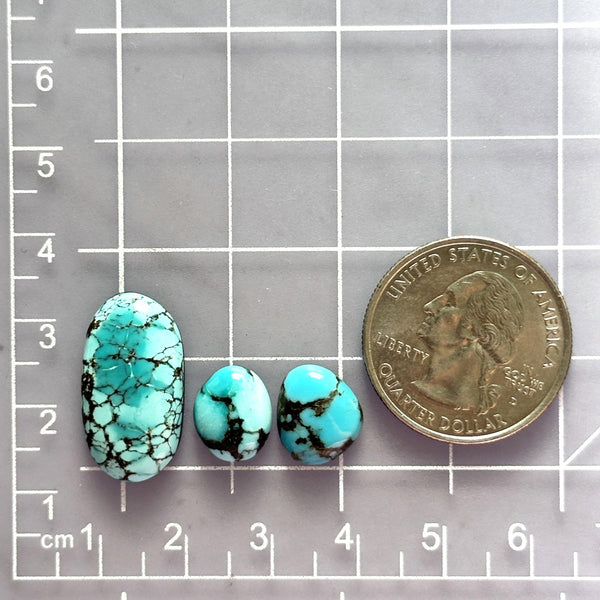 Small Sky Blue Mixed Yungai Turquoise, Set of 3 Dimensions