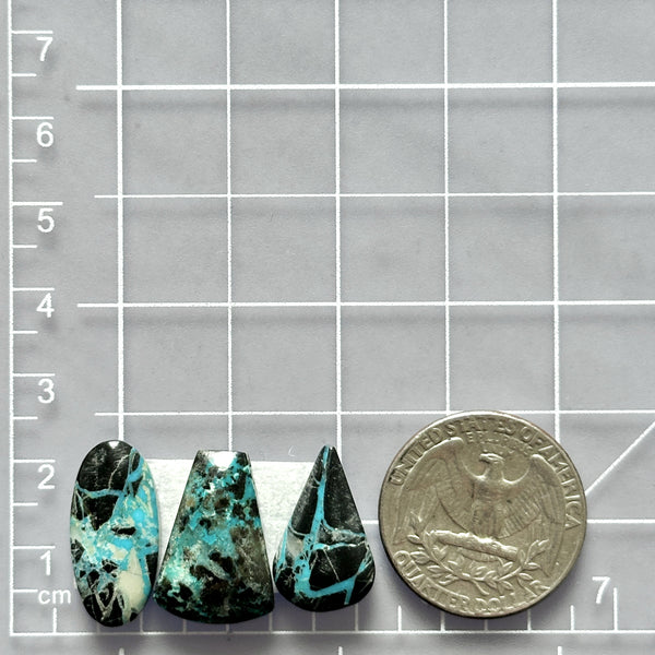 Medium Sky Blue Mixed Yungai Turquoise, Set of 3 Dimensions