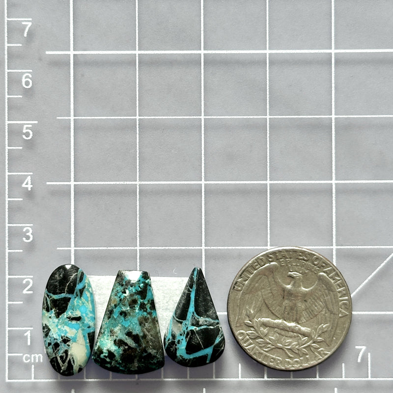 Medium Sky Blue Mixed Yungai Turquoise, Set of 3 Dimensions