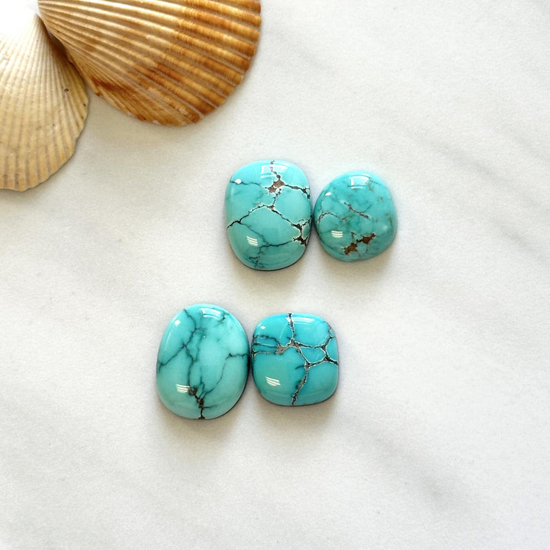Medium Sky Blue Freeform Bamboo Mountain Turquoise, Set of 4 Background