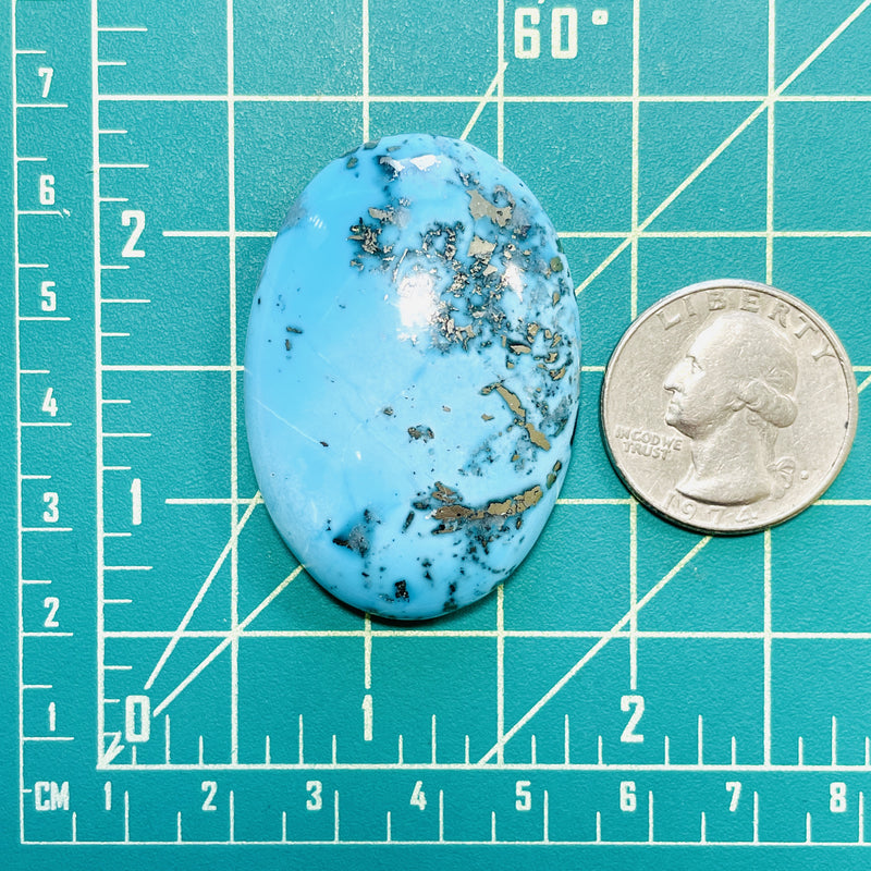 Large Sky Blue Oval Ithaca Peak Turquoise Dimensions
