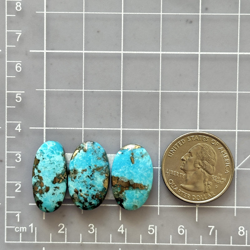 Large Sky Blue Oval Ithaca Peak Turquoise, Set of 3 Dimensions