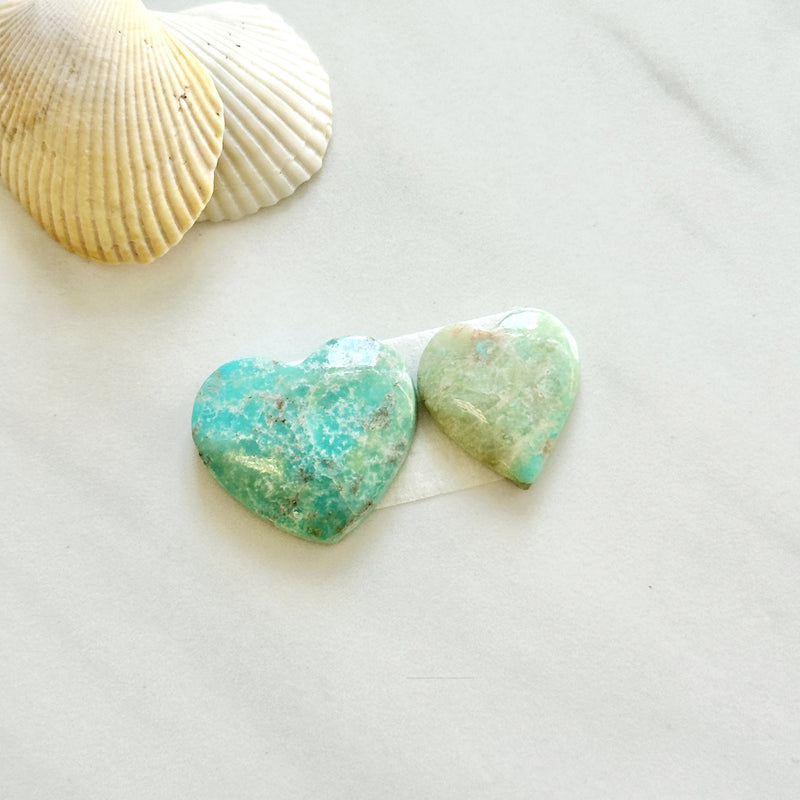 Medium Sky Blue Heart Broken Arrow Variscite, Set of 2 Background