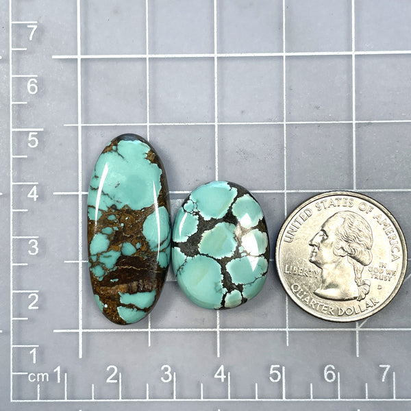 Large Ocean Blue Oval Yungai Turquoise, Set of 2 Dimensions