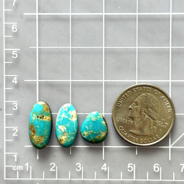 Small Sky Blue Mixed Royston Turquoise, Set of 3 Dimensions