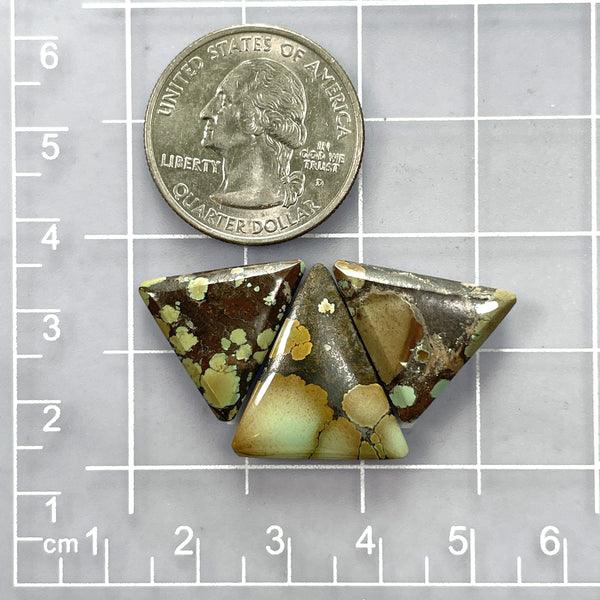 Large Earth Brown Triangle Treasure Mountain Turquoise, Set of 3 Dimensions