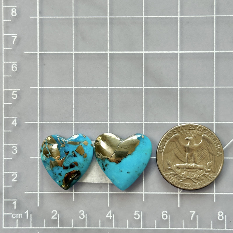 Large Sky Blue Heart Ithaca Peak Turquoise, Set of 2 Dimensions