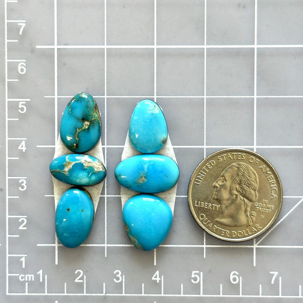 Small Sky Blue Mixed Sleeping Beauty Turquoise, Set of 6 Dimensions