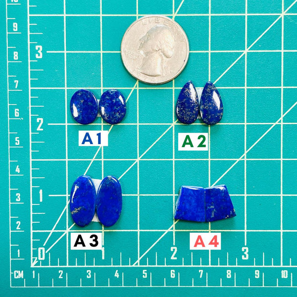 4. Small Trapezoid Lapis Lazuli, Set of 2 - 007924